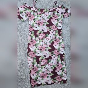Cleo Burgundy Floral Long Sleeve Dress